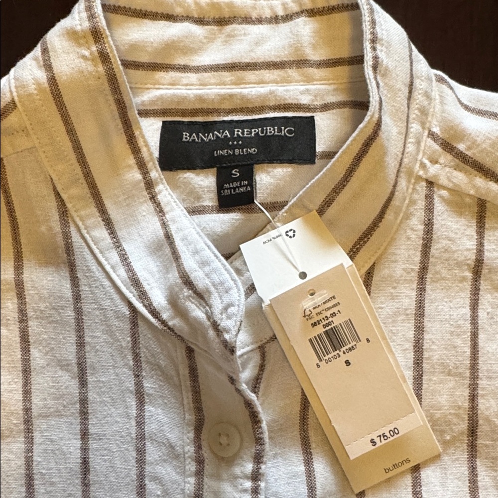 Banana Republic White Striped linen blend shirt - Picture 2 of 3